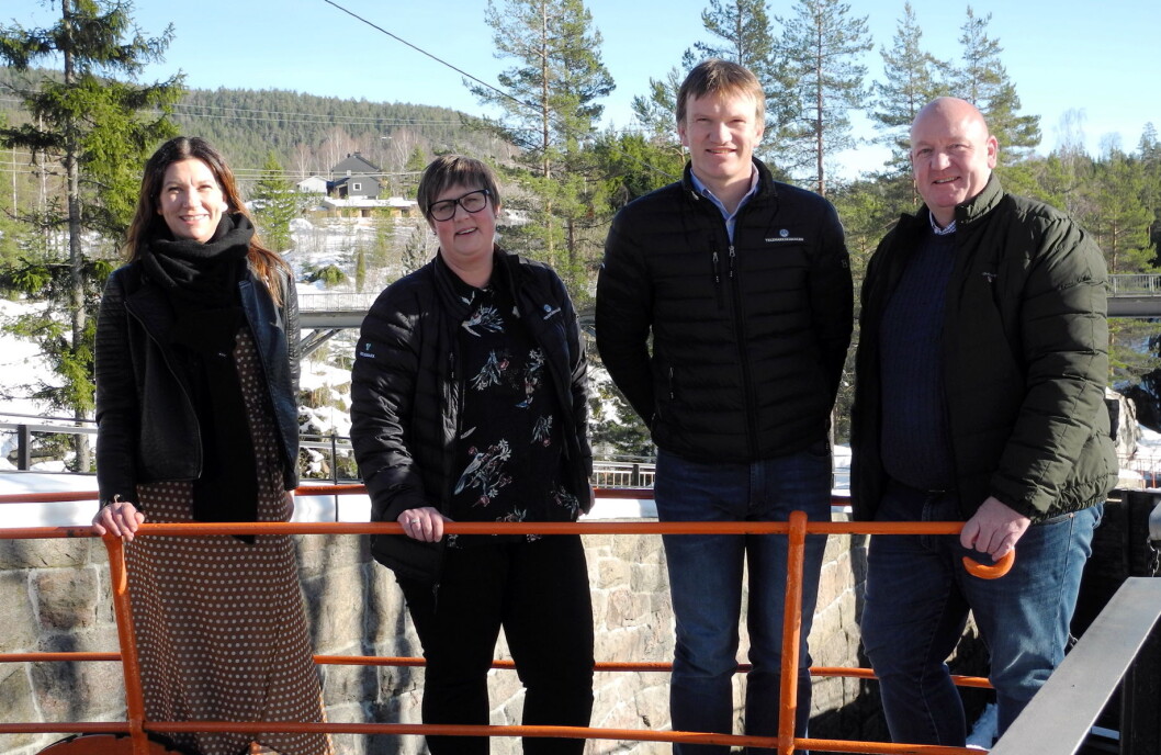 Styret i Telemarkskanalen booking AS. Fra venstre Janne Lindgren (styremedlem), Kjersti Haland (daglig leder), Pål Kleffelgård (styremedlem) og Erling M. Kristensen (styreleder). (Foto: Telemarkskanalen booking AS) Styret i Telemarkskanalen booking AS. Fra venstre Janne Lindgren (styremedlem), Kjersti Haland (daglig leder), Pål Kleffelgård (styremedlem) og Erling M. Kristensen (styreleder). (Foto: Telemarkskanalen booking AS)
