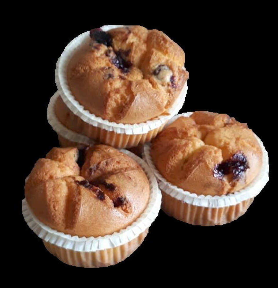 Glutenfrie blåbærmuffins fra Elda Bakeri. (Foto: Elda Bakeri)