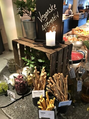 Vegansk frokoststasjon på Scandic Nidelven. (Foto: Scandic Hotels) Vegansk frokoststasjon på Scandic Nidelven. (Foto: Scandic Hotels)