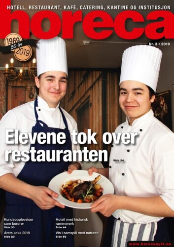 Forsiden på Horecas tredje utgave i 2019. (Foto: Morten Holt/layout: Tove Sissel Larsgård) Forsiden på Horecas tredje utgave i 2019. (Foto: Morten Holt/layout: Tove Sissel Larsgård)
