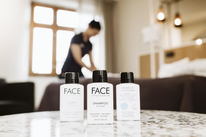 Allergivennlige baderomsprodukter. (Foto: Scandic Hotels) Allergivennlige baderomsprodukter. (Foto: Scandic Hotels)