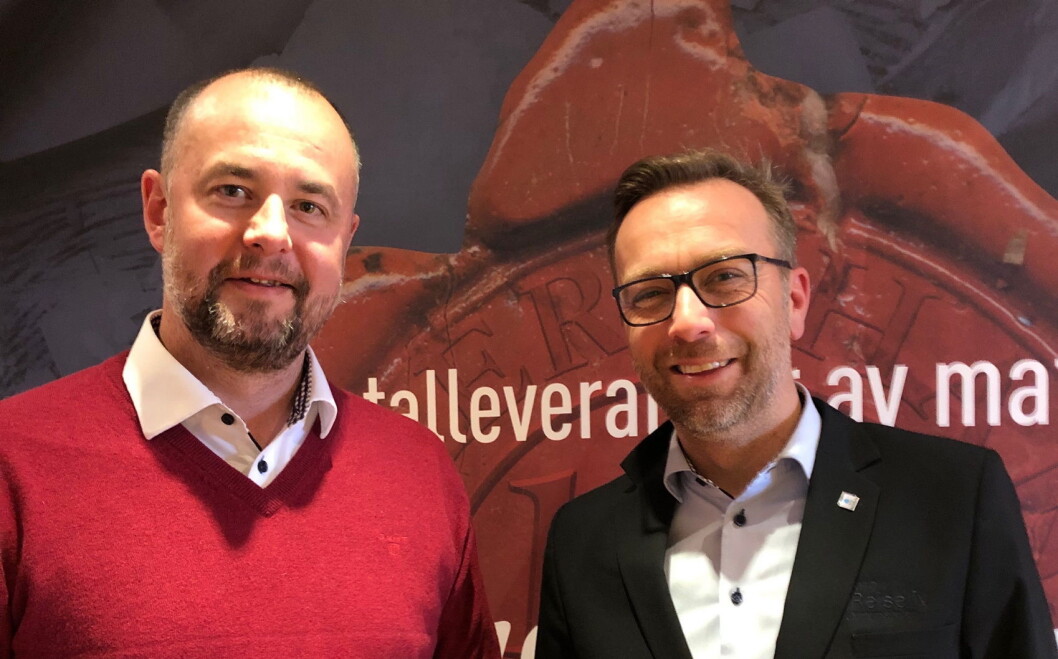 Torbjørn Møllerop fra Carl Evensen og Stian Eide fra NHO Reiseliv Innkjøpskjeden. (Foto: NHO Reiseliv Innkjøpskjeden) Torbjørn Møllerop fra Carl Evensen og Stian Eide fra NHO Reiseliv Innkjøpskjeden. (Foto: NHO Reiseliv Innkjøpskjeden)