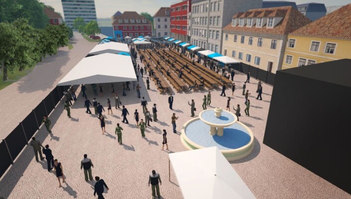 Øvre torv i Kristiansand blir arena for Sørlandets Mat- og Bryggerifestival. (Illustrasjon: Sørlandets Mat- og Bryggerifestival) Øvre torv i Kristiansand blir arena for Sørlandets Mat- og Bryggerifestival. (Illustrasjon: Sørlandets Mat- og Bryggerifestival) 