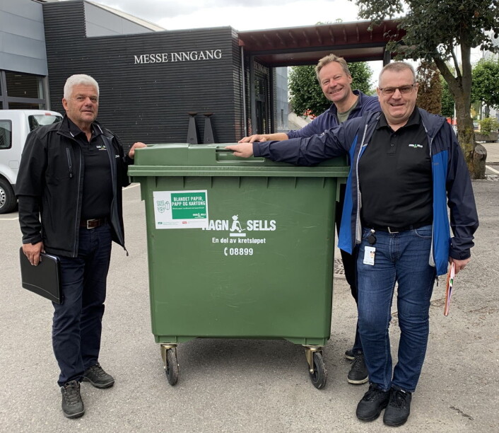 Tema på Østlandske Storhusholdning 2019: Effektiv avfallshåndtering. Fra venstre Werner Granmo, (RagnSells AS), Konrad Sel (Utstillingsplassen Messer AS) og Kjell Sørum (RagnSells AS). (Foto: Østlandske Storhusholdning) Tema på Østlandske Storhusholdning 2019: Effektiv avfallshåndtering. Fra venstre Werner Granmo, (RagnSells AS), Konrad Sel (Utstillingsplassen Messer AS) og Kjell Sørum (RagnSells AS). (Foto: Østlandske Storhusholdning)