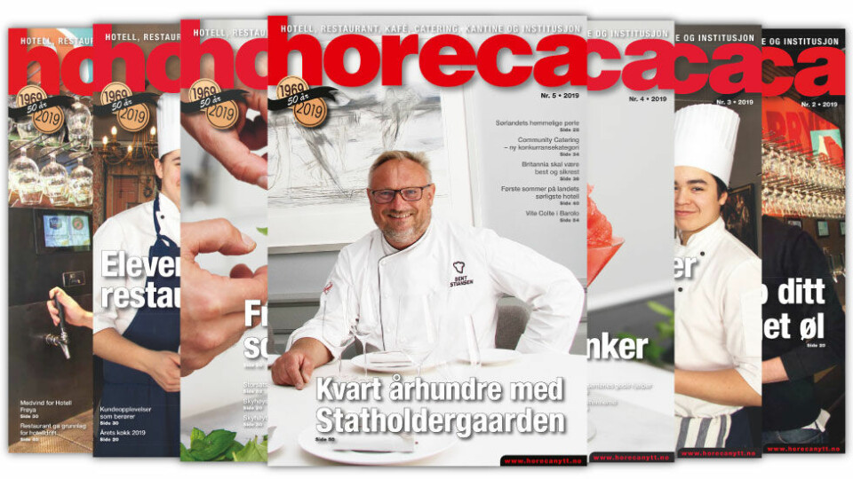 Forsiden på Horecas femte utgave i 2019. (Foto: Morten Holt/layout: Tove Sissel Larsgård)