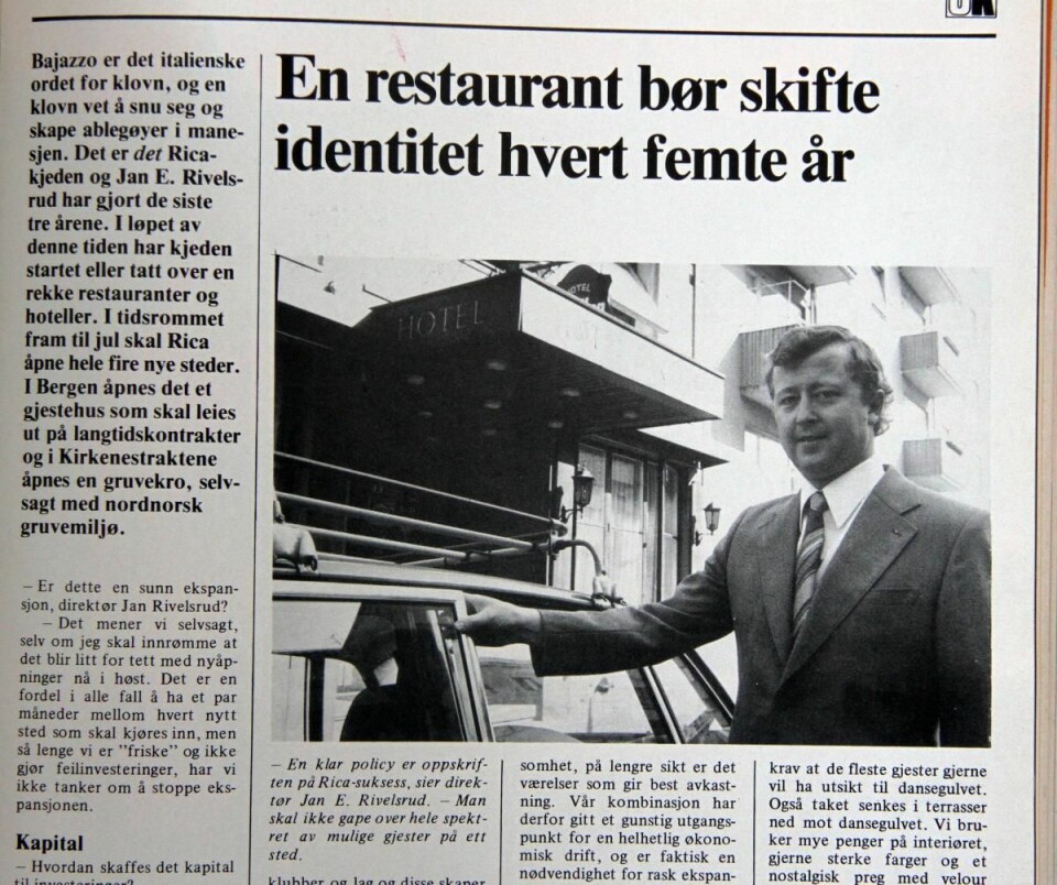 Faksimile fra Storkjøkken/Horeca i 1978.