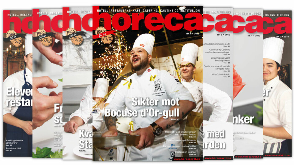 Forsiden på Horecas sjette utgave i 2019. (Foto: Heidi Fjelland/layout: Tove Sissel Larsgård)
