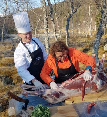 Landbruks- og matminister Olaug Bollestad var med på partering av slakt i Byrkije reinbeitedistrikt i Børgefjell. (Foto: Landbruks- og matdepartementet) Landbruks- og matminister Olaug Bollestad var med på partering av slakt i Byrkije reinbeitedistrikt i Børgefjell. (Foto: Landbruks- og matdepartementet)