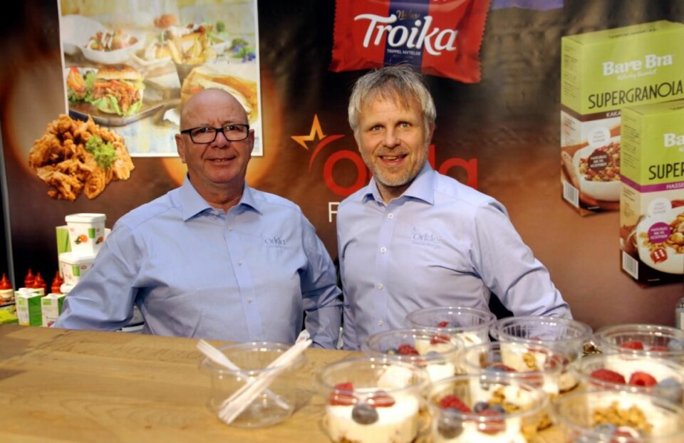 Geir Kildal (til venstre) og Bjørn Hasle hos Orkla Foods. (Foto: Morten Holt)