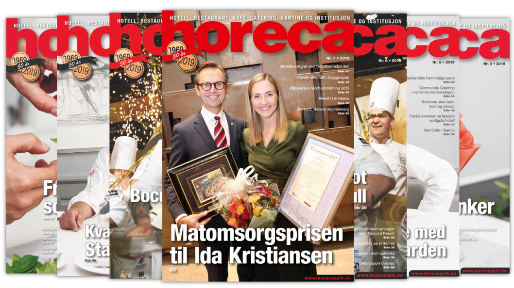 Forsiden på Horecas sjuende utgave i 2019. (Foto: Morten Holt/layout: Tove Sissel Larsgård) Forsiden på Horecas sjuende utgave i 2019. (Foto: Morten Holt/layout: Tove Sissel Larsgård)