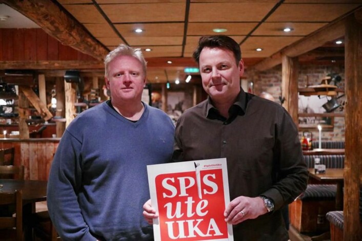 Markedsansvarlig Morten Johansen (til venstre) og prosjektleder for «Spis Ute Uka», Henning Ross Vestavik. (Foto: «Spis Ute Uka»)