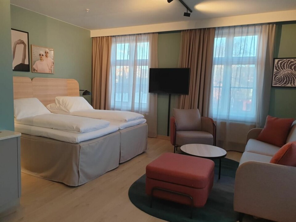 Fra ett av de nye rommene på Scandic Victoria Lillehammer Hotel. (Foto: Scandic Hotels) 