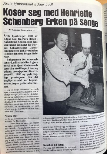 Edgar Ludl i spaltene i Storkjøkken etter å ha blitt Årets kjøkkensjef i 1980. (Faksimile fra Storkjøkken) Edgar Ludl i spaltene i Storkjøkken etter å ha blitt Årets kjøkkensjef i 1980. (Faksimile fra Storkjøkken)