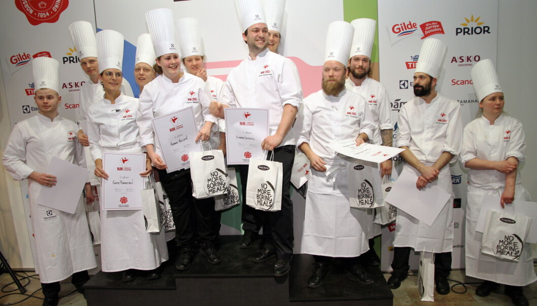 De tre lagene som endte på pallen i NM Community Catering 2o20. (Foto: Morten Holt) De tre lagene som endte på pallen i NM Community Catering 2o20. (Foto: Morten Holt)