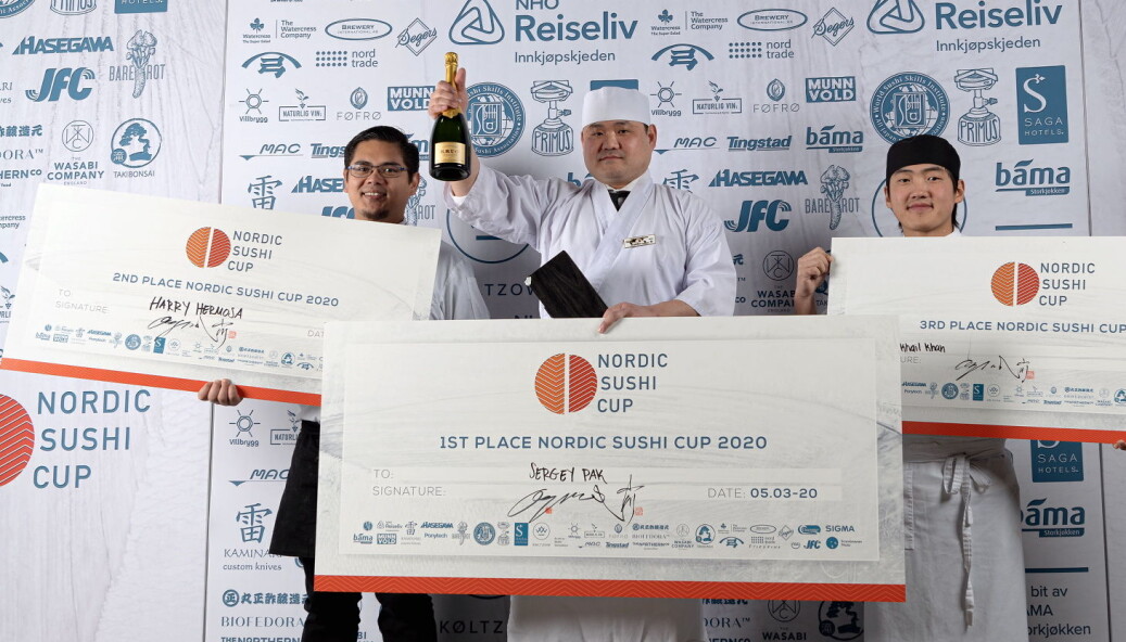 Sergey Pak vant Nordic Sushi Cup foran Harry Hermosa og Mikhail Khan. (Foto: Haakon Hoseth) Sergey Pak vant Nordic Sushi Cup foran Harry Hermosa og Mikhail Khan. (Foto: Haakon Hoseth)