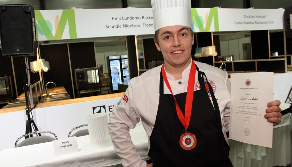 Emil Lundemo Bakken fra Scandic Nidelven vant Jeunes Chefs Rôtisseurs 2020 på Smak. (Foto: Morten Holt)