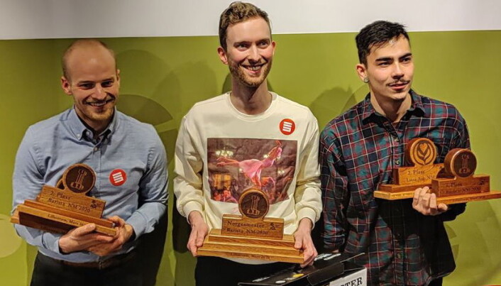 De tre beste i Barista Championship: Christian Nesset (fra venstre) Adrian Berg og Alexander Monsen. (Foto: Norsk Kaffeinformasjon) De tre beste i Barista Championship: Christian Nesset (fra venstre) Adrian Berg og Alexander Monsen. (Foto: Norsk Kaffeinformasjon)