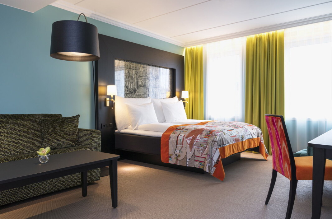 Ett av rommene på Thon Hotel Stavanger, ett av sju Thon-hoteller som gjenåpner mandag 15. juni. (Foto: Thon Hotels) Ett av rommene på Thon Hotel Stavanger, ett av sju Thon-hoteller som gjenåpner mandag 15. juni. (Foto: Thon Hotels)
