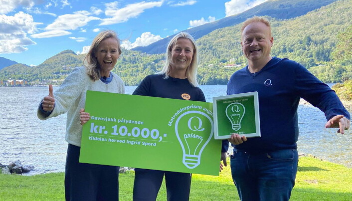 Markedssjef i Q-Meieriene, Pål Rasmussen, gründer Ingrid Spord og matredder-ekspert Mette Nygård Havre. (Foto: Q-Meieriene) Markedssjef i Q-Meieriene, Pål Rasmussen, gründer Ingrid Spord og matredder-ekspert Mette Nygård Havre. (Foto: Q-Meieriene)