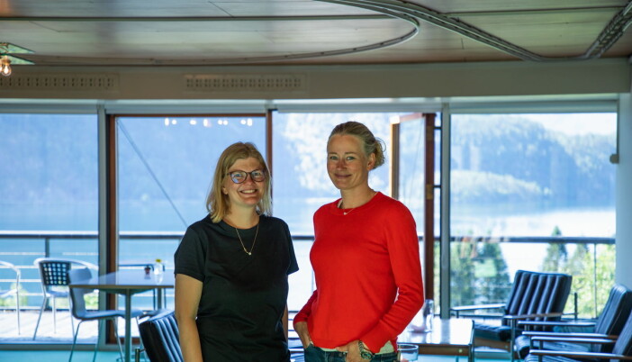 Gunhild fra Energihotellet i dialog med arkitekt Tai Grung, datter til originalarkitekt Geir Grung. (Foto: Up Norway) Gunhild fra Energihotellet i dialog med arkitekt Tai Grung, datter til originalarkitekt Geir Grung. (Foto: Up Norway)