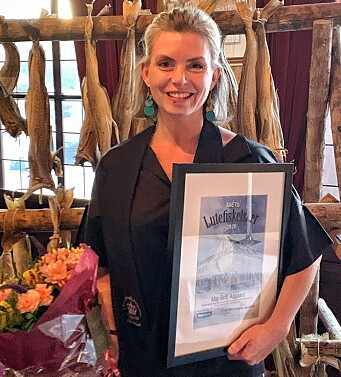 May-Britt Aaagard er Årets lutefiskelsker 2020. (Foto: Gamle Raadhus) May-Britt Aaagard er Årets lutefiskelsker 2020. (Foto: Gamle Raadhus)
