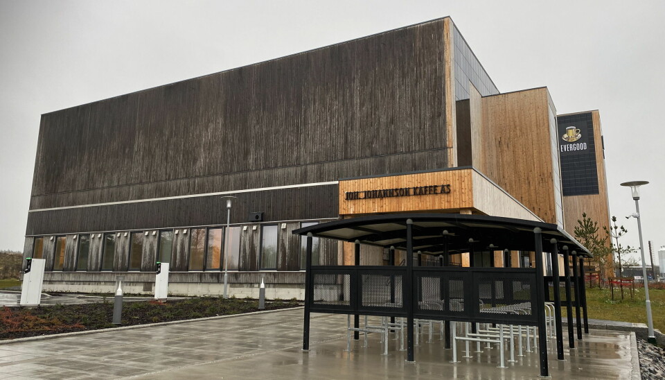 Joh Johannson Kaffes nye bygg på Vestby er i hovedsak oppført i heltre. (Foto: Morten Holt)