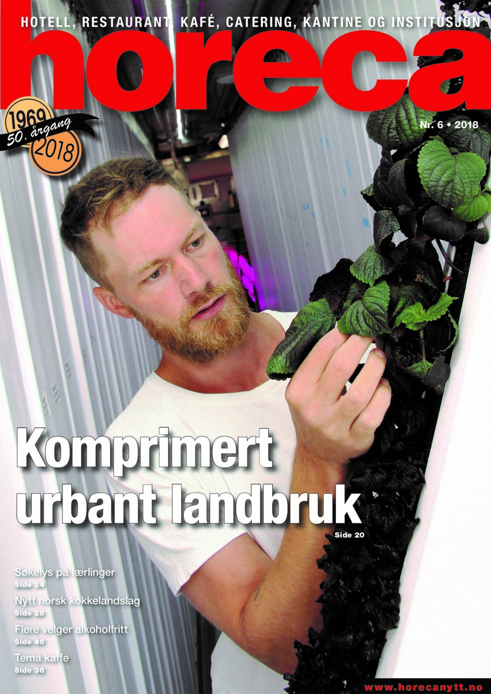 Forsiden på den sjette utgaven av magasinet Horeca i 2018. (Foto: Morten Holt/layout: Tove Sissel Larsgård)