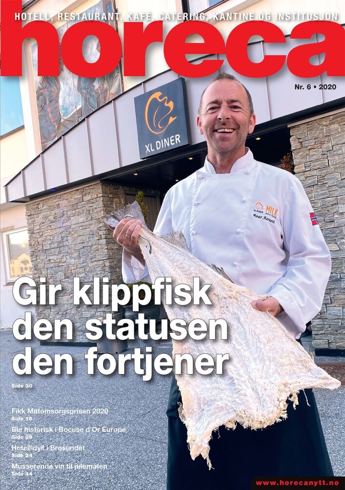 Forsiden på Horecas sjette utgave i 2020. (Foto: Morten Holt/layout: Tove Sissel Larsgård) Forsiden på Horecas sjette utgave i 2020. (Foto: Morten Holt/layout: Tove Sissel Larsgård)