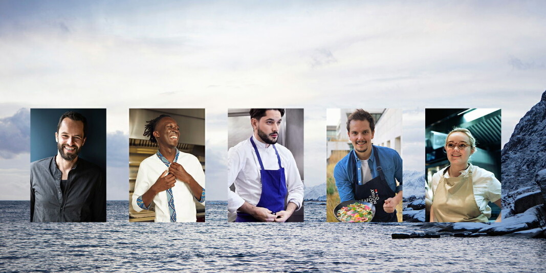 Franske toppkokker fronter norsk skreikampanje. Fra venstre: Yoni Saada, Mory Sacko, Merouan, Juan Arbealez og Alexia Duchêne. (Foto: Anne-Claire Héraud, Chris Saunders, Jeremy Barniaud, Delphine Constantini, Tomas Couvry) Franske toppkokker fronter norsk skreikampanje. Fra venstre: Yoni Saada, Mory Sacko, Merouan, Juan Arbealez og Alexia Duchêne. (Foto: Anne-Claire Héraud, Chris Saunders, Jeremy Barniaud, Delphine Constantini, Tomas Couvry)