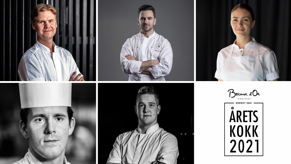 Dette er deltakerne i Årets kokk 2021 (Foto: Fredrik Ringe, Tom Haga, Stian Broch, Henriette Heimdal, Wl Lee-Wright)