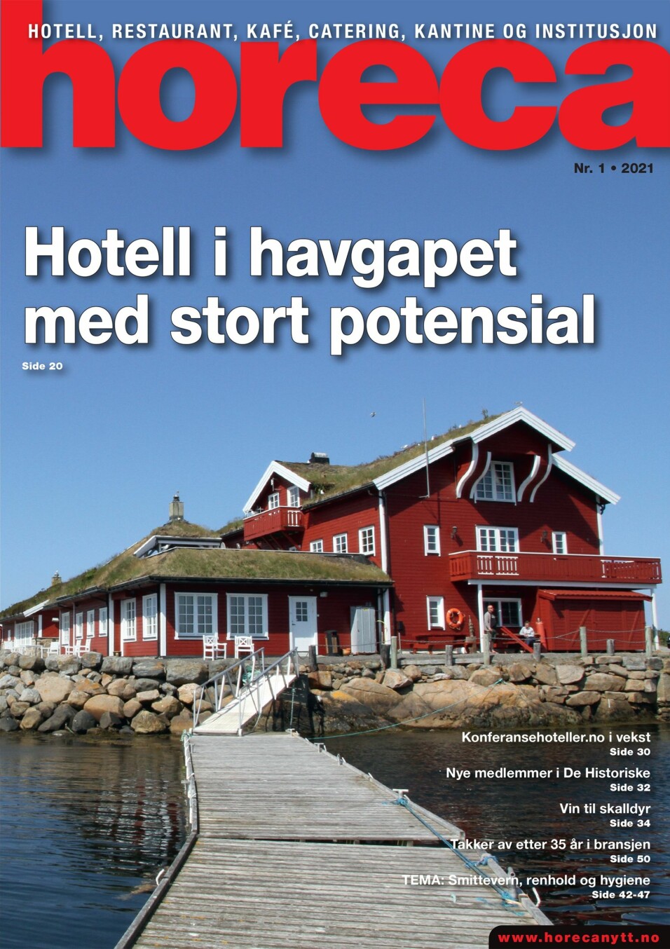 Forsiden på den første utgaven av Horeca i 2021. (Foto: Morten Holt/layout: Tove Sissel Larsgård)