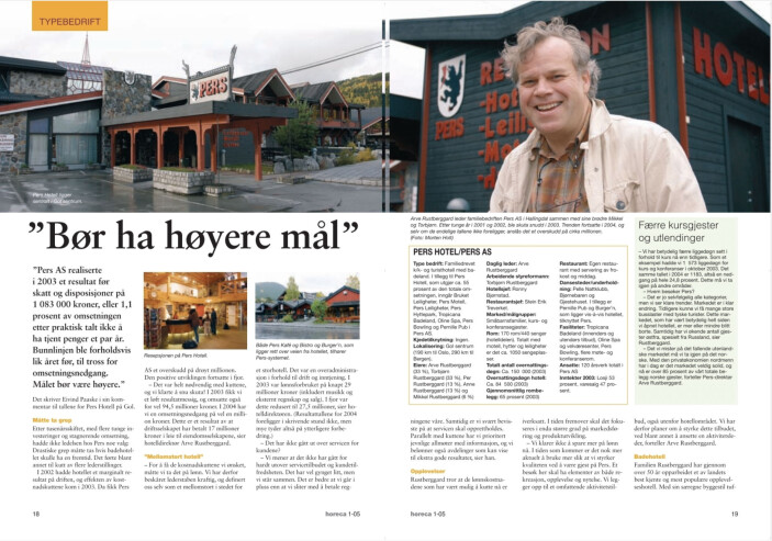 Pers Hotel, typebedrift i 2005. Pers Hotel, typebedrift i 2005.