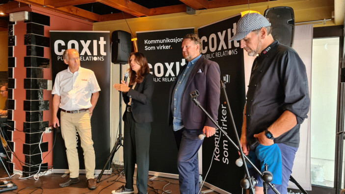 Fra venstre Espen Agnalt (administrerende direktør hos Rentokil Initial Norge), Anne Cecilie Kaltenborn (administrerende direktør, NHO Service og Handel), Pål Molander (Statens Arbeidsmiljøinstitutt) og Sigmund Rose (gründer og restauranteier). (Foto: Heine Stangeby). Fra venstre Espen Agnalt (administrerende direktør hos Rentokil Initial Norge), Anne Cecilie Kaltenborn (administrerende direktør, NHO Service og Handel), Pål Molander (Statens Arbeidsmiljøinstitutt) og Sigmund Rose (gründer og restauranteier). (Foto: Heine Stangeby).