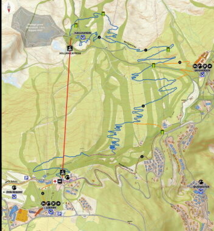 Kart over flytstien i Hemsedal. (Illustrasjon: Destinasjon Hemsedal) Kart over flytstien i Hemsedal. (Illustrasjon: Destinasjon Hemsedal)