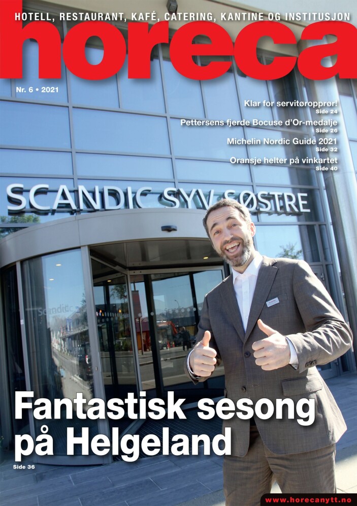 Forsiden på Horecas sjette utgave i 2021. (Foto: Morten Holt/layout: Tove Sissel Larsgård) Forsiden på Horecas sjette utgave i 2021. (Foto: Morten Holt/layout: Tove Sissel Larsgård)