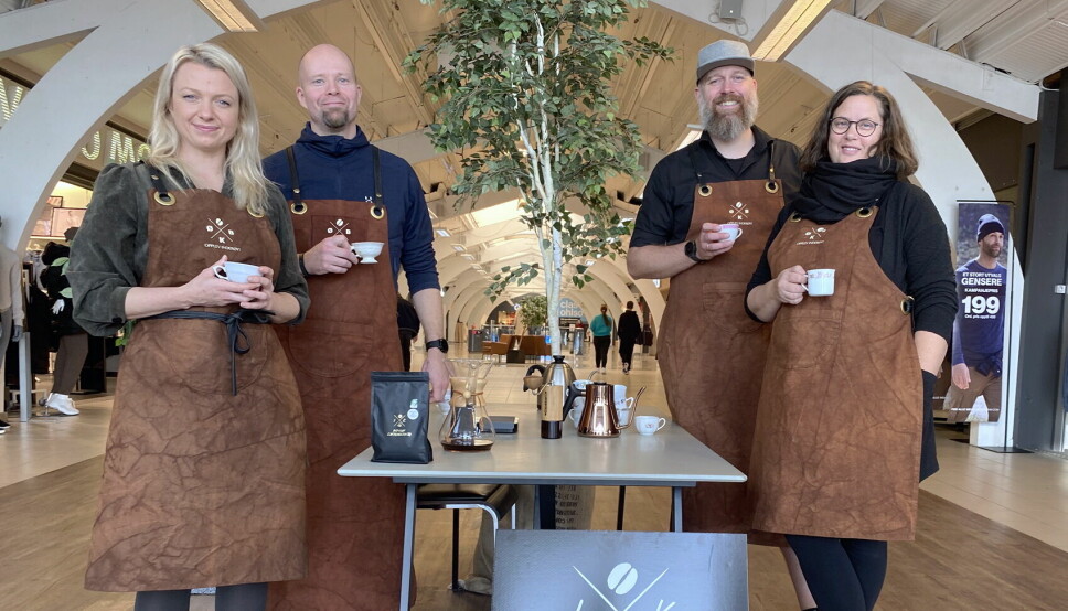 Inderøy kaffebrenneri har åpnet eget kaffebrenneri på kjøpesenteret Magneten i Levanger. (Foto: Inderøy kaffebrenneri)
