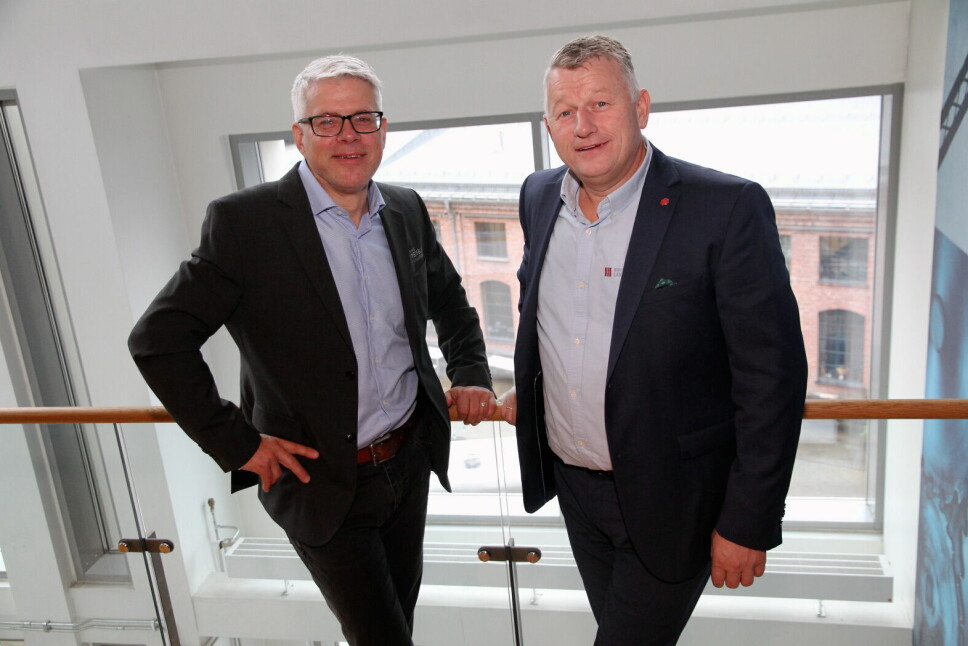 Morten Karlsen (NHO Reiseliv Innkjøpskjeden) og Espen Wasenius (Norske Kokkers Landsforening) er to av jurymedlemmene som skal vurdere innkomne forslag til Horecabransjens Ærespris 2023. (Foto: Morten Holt)
