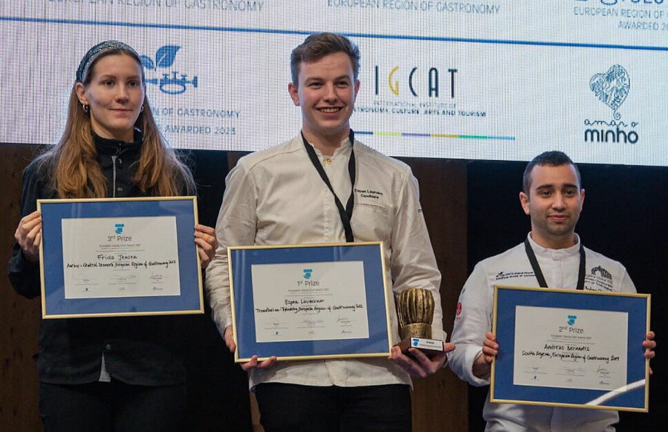 Espen Laumann fra Speilsalen på Britannia Hotel vant denne uka «European Young Chef Award 2021» i Portugal. (Foto: Britannia Hotel)