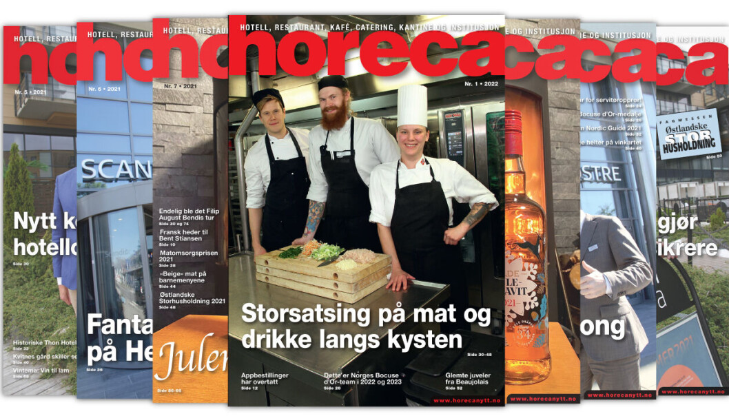 Forsiden på Horecas første utgave i 2022. (Foto: Morten Holt/layout: Tove Sissel Larsgård) Forsiden på Horecas første utgave i 2022. (Foto: Morten Holt/layout: Tove Sissel Larsgård)