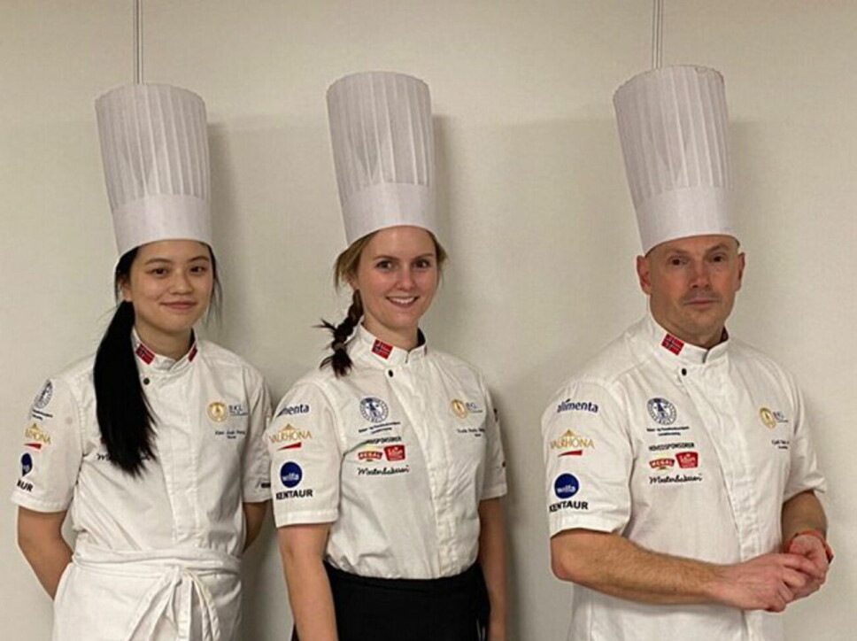 Xiao Juan Peng, Trude Brendehaug og Remy Corbet representerer Norge i Coup du Monde de la Boulangerie («VM i baking») i Paris. (Foto: Det norske bakerlandslaget)