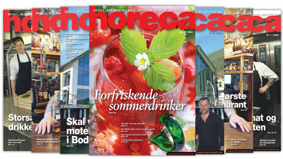 Forsiden på den fjerde utgaven av Horeca i 2022. (Foto: Colourbox.com/layout: Tove Sissel Larsgård)