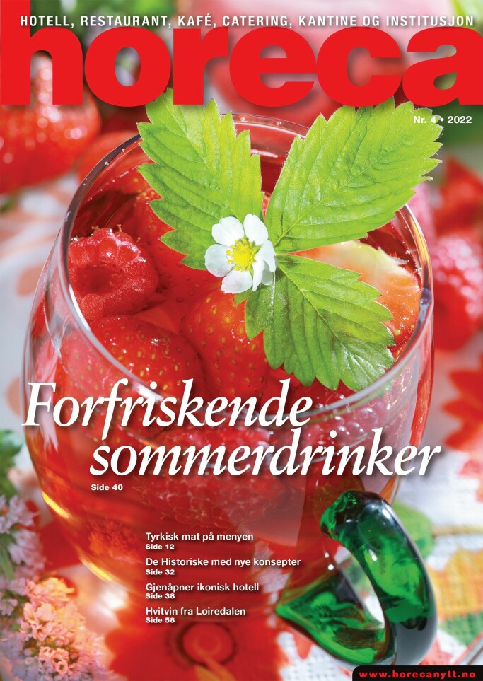 Forsiden på den fjerde utgaven av Horeca i 2022. (Foto: Colourbox.com/layout: Tove Sissel Larsgård)