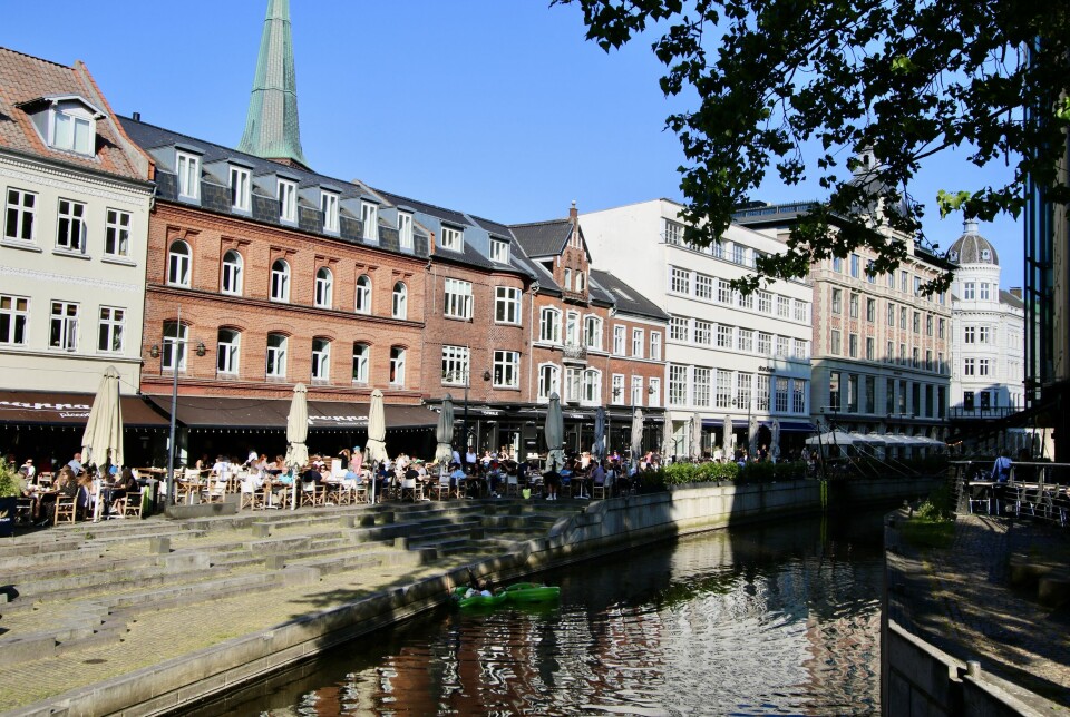 Restaurantområdet ved kanalen i Århus, er populært.
